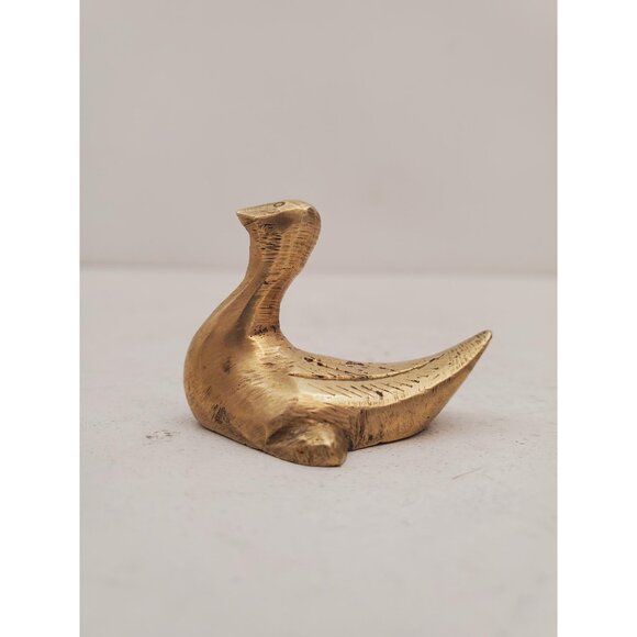 Vintage Brass Duck, Mid Century Home Decor, Woodland Creature, Brass Figurine, - Picture 1 of 10